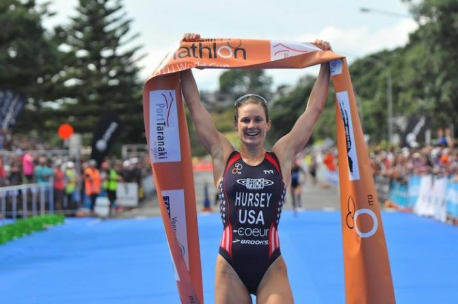 La triatleta de EEUU Katie Hursey tras ganar en New Plymouth. Fuente: AD