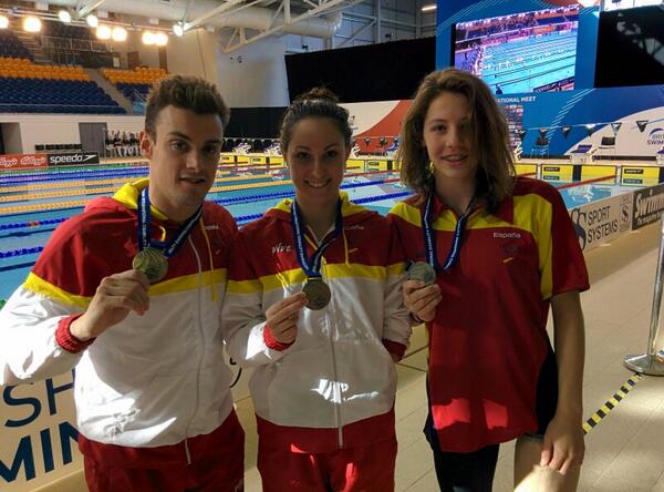 open británico de natacion adaptada José Antonio Marí, Sarai Gascón y Nuria Marqués. Fuente: AD