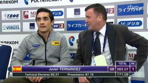 Javi Fernández y Brian Orser. Fuente: Fedhielo