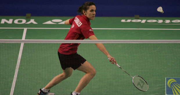 La jugadora española de bádminton, Beatriz Corrales, durante un partido. Fuente: badminton.es