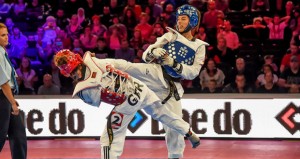 Eva Calvo en un combate. Fuente: Fetaekwondo