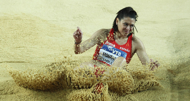 La saltadora de longitud, Concha Montaner, 11 veces campeona de España en pista cubierta. Fuente: Getty Images
