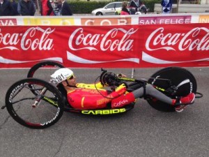 Martín Berchesi, en la handbike. Fuente: RFEC