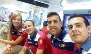 Galia Dvorak, Carlos Machado, Álvaro Robles y Marc Durán antes de partir para Baku. Fuente: AD