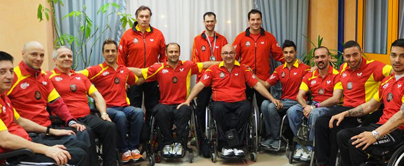 La selección española de tenis de mesa durante el torneo en Barcelona. Fuente: Rfetm