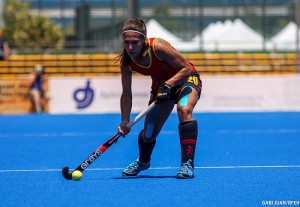 Las 'Redsticks' durante la Hockey World League que se disputa en Valencia. Fuente: Rfeh