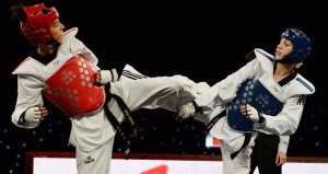 Eva Calvo en un combate. 