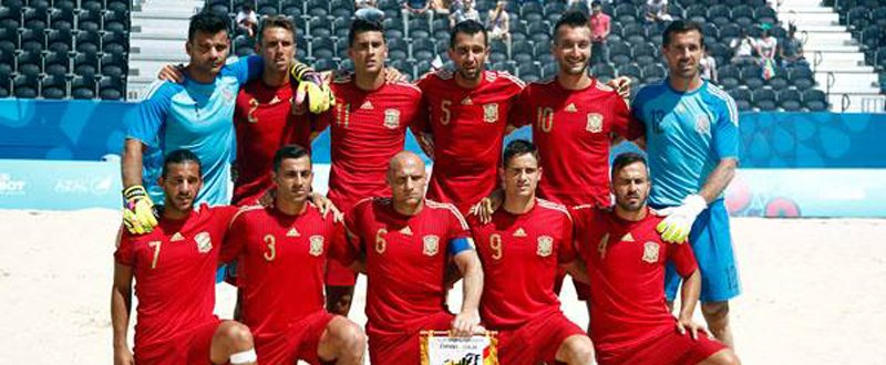La selección española de fútbol playa en Baku. Fuente: COE