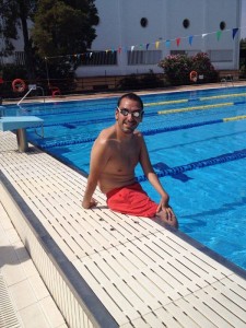 El nadador antes de un entrenamiento. 