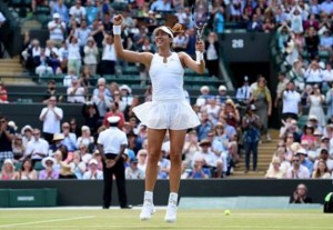 La tenista española celebrando una de las victorias en Wimbledon. Fuente: COE