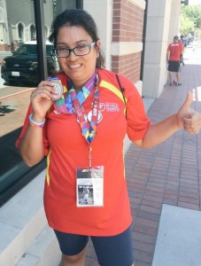 La atleta Dolores Giménez, plata en 50 metros. Fuente: @SpecialOlympESP.  