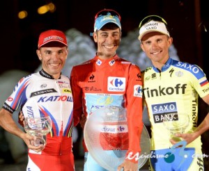 Fabio Aru, Joaquim Rodríguez y Rafal Majka. Imágenes: www.lavuelta.com