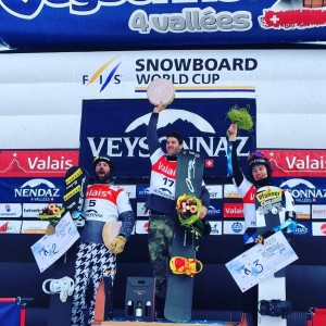 Lucas tras ganar en Suiza. Fuente: FIS