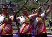 El equipo español de recurvo, bronce en Medellín