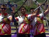 El equipo español de recurvo, bronce en Medellín