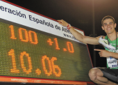 Bruno Hortelano, récord de España de 100 metros dos veces en una hora