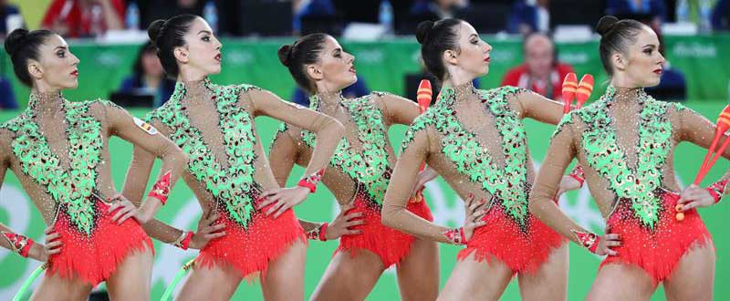 Conjunto española gimnasia rítmica. Fuente: EFE