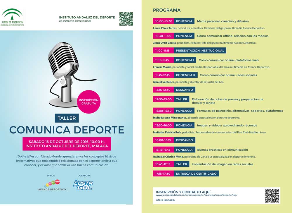 Programa I Jornada Comunica Deporte. Fuente: JA