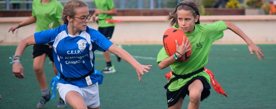 Partido rugby tag en Olimpiada Escolar Andaluza 2018. Fuente: Avance Deportivo