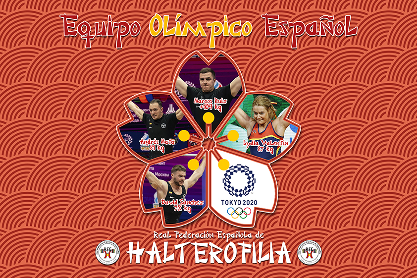 Equipo español de halterofilia para Tokio 2020. Fuente: FEH