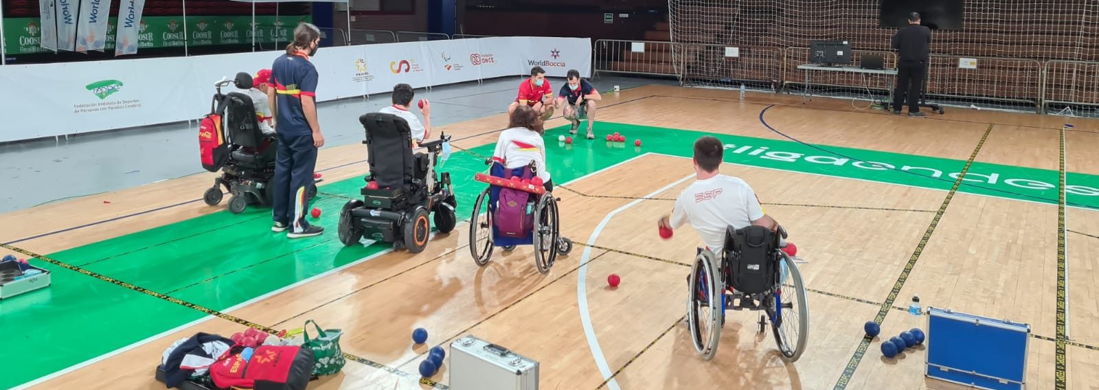 Entrenamiento BC1 y BC2 equipo español Europeo Boccia Sevilla 2021 Fuente: Junta de Andalucía