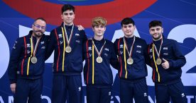 El equipo español masculino gana el oro mundial en doble mini tramp 
