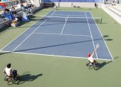 Marcela Quintero, Francesc Prat, María Torres y Rubén Castilla muestran el tenis en silla en el Mutua Madrid Open 
